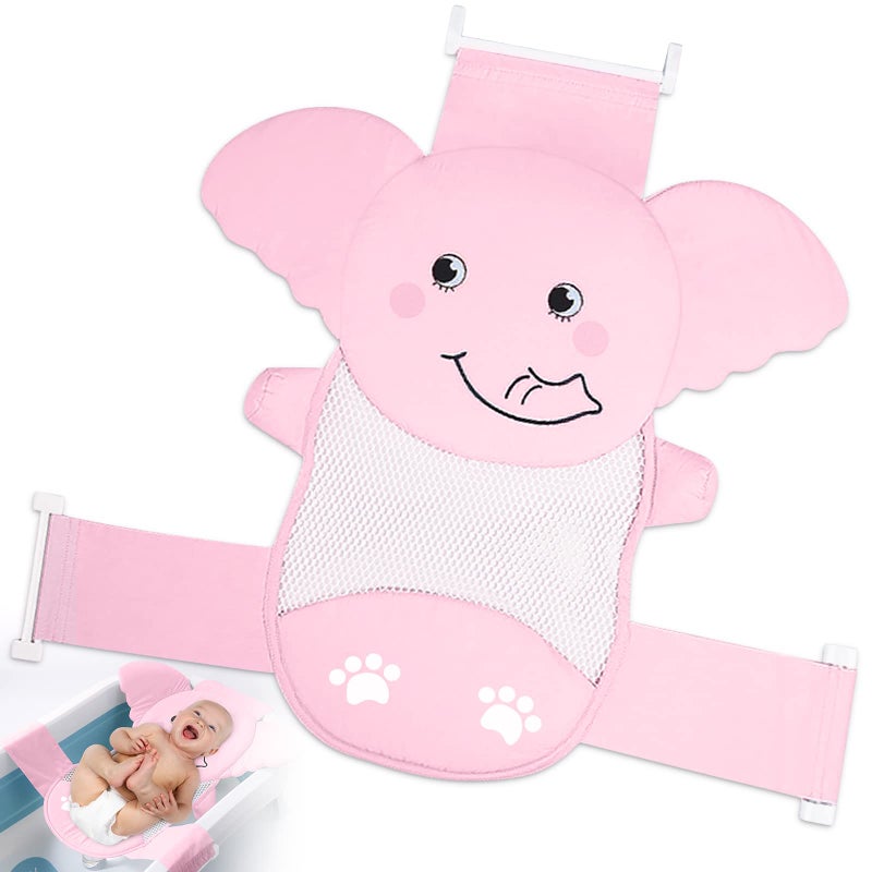 AIR&TREE Baby Bath Seat Support Net, Quick Drying, Adjustable, Comfortable, Non-Slip, Infant Bathtub Sling Shower Mesh for a Tub, with Safety Support Corners (Pink) - Image 1